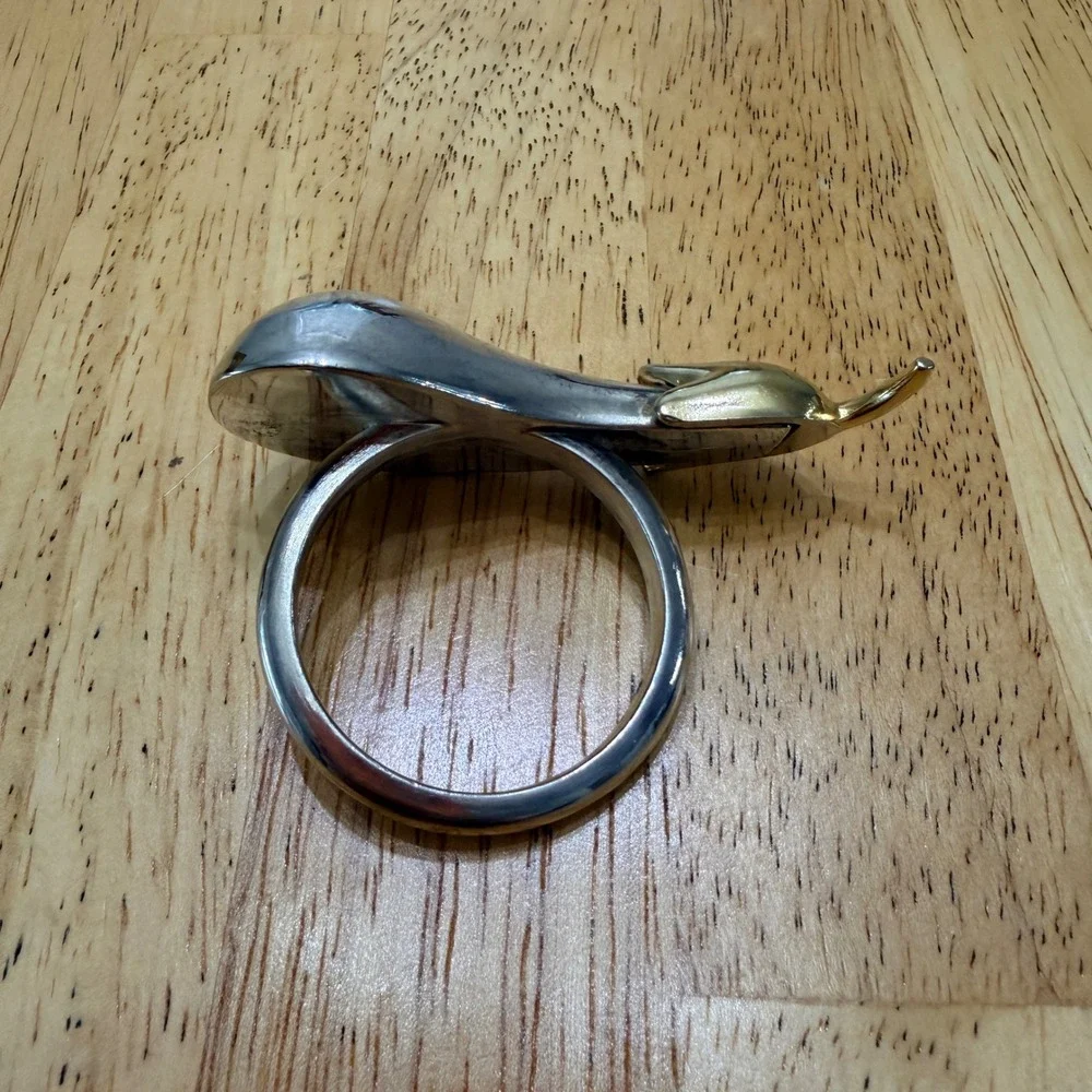 Eggplant Napkin Rings Set of 4‎ Two Tone Silver Gold Aubergine Table Decor